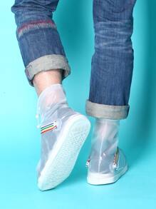 1雙PVC雨鞋極簡白色加厚防水可重複使用雨鞋套 - 白色 - 查看 4