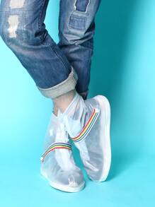 1雙PVC雨鞋極簡白色加厚防水可重複使用雨鞋套 - 白色 - 查看 6