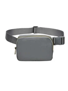 腰包尼龍防水胸包戶外運動跑步腰包縫製斜挎腰包男士完美戶外旅行運動，輕便，便攜 - 深灰色 - 查看 1