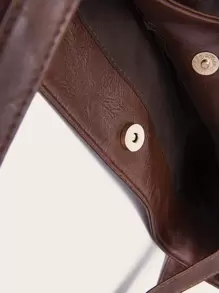 Túi Tote Patchwork Cổ Điển, Túi Đeo Vai Retro Colorblock, Túi Xách, Túi Công Sở Bắt Mắt Cho Phụ Nữ - màu nâu - Xem 6