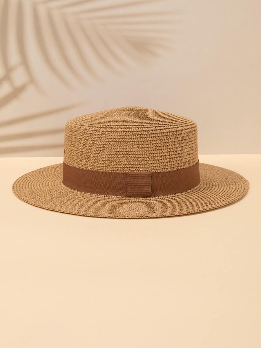 1 件卡其色复古英伦时尚皮带沙滩太阳帽，适合日常户外穿着 - 卡其色 - 查看 1