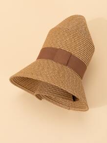 1 件卡其色复古英伦时尚皮带沙滩太阳帽，适合日常户外穿着 - 卡其色 - 查看 3