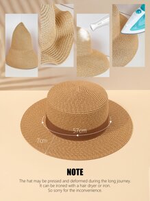 1 件卡其色复古英伦时尚皮带沙滩太阳帽，适合日常户外穿着 - 卡其色 - 查看 4