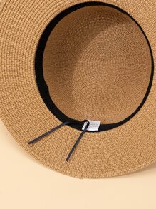 1 件卡其色复古英伦时尚皮带沙滩太阳帽，适合日常户外穿着 - 卡其色 - 查看 5