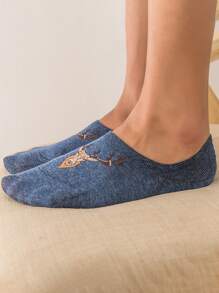 5pairs Men Elk Pattern Invisible Socks - Multicolor - View 3