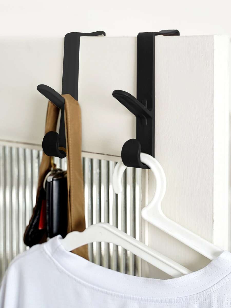 1入組免打孔PP門背掛鉤家用經典黑色掛鉤 - 黑色 - 查看 1