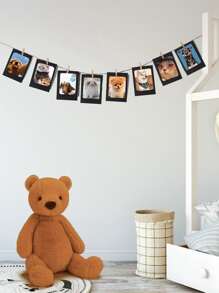 10pcs 5 Inch Paper Decorative Photo Pull Flag With 10pcs Clip & 1pc Rope, Modern Minimalist Decorative Pull Flag For Party - White - View 2