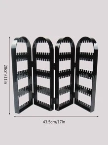 1pc Plastic Jewelry Storage Rack, Creative Solid Color Black Hanger Design Clear Earrings Storage Rack For Home - Black - View 3