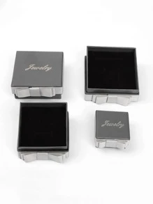 1pc Paper Jewelry Storage Box, Metallic Letter Graphic Bow Decor Ring Storage Box For Valentine's Day - Multicolor - View 3