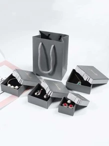 1pc Paper Jewelry Storage Box, Metallic Letter Graphic Bow Decor Ring Storage Box For Valentine's Day - Multicolor - View 4