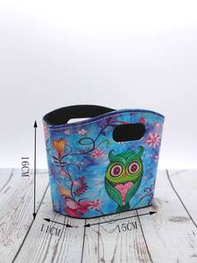 1pc Desktop Storage Basket, Cute Owl & Floral Pattern Desktop Organizer For Home - Multicolor - View 5