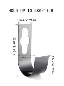 1入組碳素鋼掛壁式軟管儲物鉤,現代多功能掛壁式軟管儲物架 - 黑色 - 查看 2
