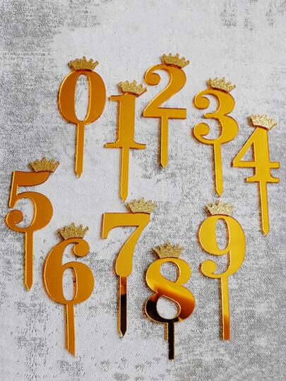 1入組PMMA蛋糕裝飾數字和皇冠設計蛋糕裝飾適用於生日派對