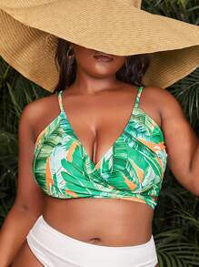 Cộng với kích thước bộ áo bikini Trọn gói Nhiệt đới - màu xanh lá - Xem 1