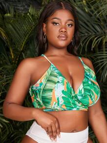 Cộng với kích thước bộ áo bikini Trọn gói Nhiệt đới - màu xanh lá - Xem 4