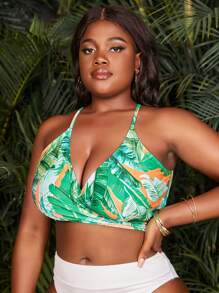 Cộng với kích thước bộ áo bikini Trọn gói Nhiệt đới - màu xanh lá - Xem 5