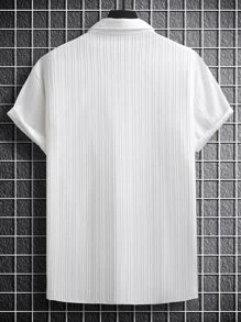 Manfinity Homme Men Solid Button Up Pocket Patched Shirt Without Tee - White - View 2