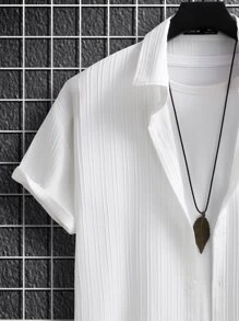 Manfinity Homme Men Solid Button Up Pocket Patched Shirt Without Tee - White - View 4