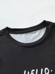 Manfinity Homme Men Letter Graphic Ombre Curved Hem Tee - Multicolor - View 4