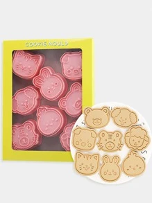 8pcs/set PP Cookie Stamp, Cute Cartoon Animal Design Cookie Press Mold For Kitchen Baking