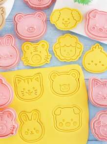 8pcs/set PP Cookie Stamp, Cute Cartoon Animal Design Cookie Press Mold For Kitchen Baking