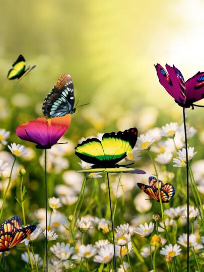 10入組/套PVC人造蝴蝶花園樁夜光戶外裝飾花園樁