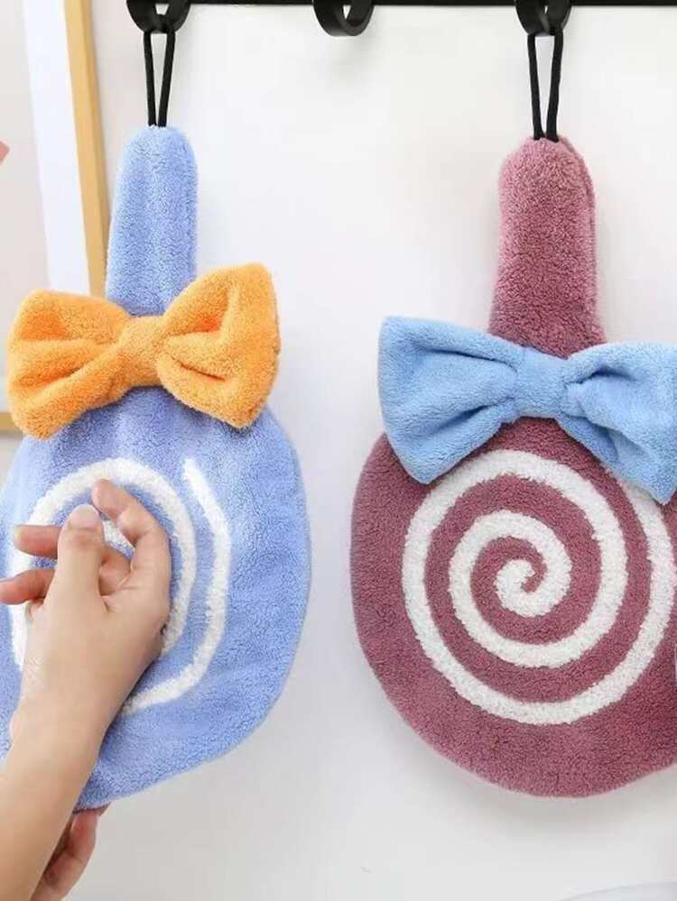 1 pieza Toallita de tela mano dulce con diseño de chupachup absorbente para cuarto de baño - Morado - Añade 5