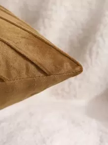 Miater 1入組棕色靠墊套無填充物極簡主義織物金屬面板壓折裝飾抱枕套適合家用 - 卡其色 - 查看 6