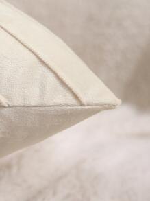 Miater 1入組金屬線細褶靠墊套無填充物現代布藝裝飾靠墊套適用於床沙發 - 米色 - 查看 4