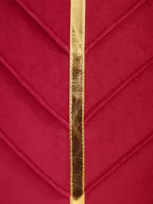 Miater 1入組金屬質感線針襇絲絨北歐風織物裝飾抱枕套不附帶枕芯適用於沙發 - 紅色 - 查看 3