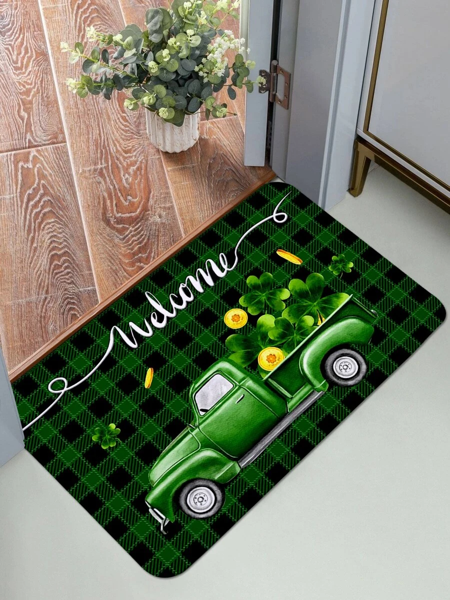 1 Ngày Thánh Patrick Shamrock & Xe Hoa Văn Thảm Cửa Hoạt Hình Polyester Thảm Chống Trơn Trượt Cho Trong Nhà - Nhiều màu - Xem 1