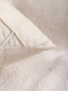 1 件柔軟毛絨手工褶皺枕套 - 米色 - 查看 3