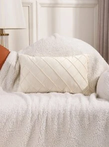 1 件柔軟毛絨手工褶皺枕套 - 米色 - 查看 6