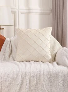 1 件柔軟毛絨手工褶皺枕套 - 米色 - 查看 7