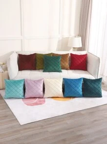 1pc Solid Color Cushion Cover Without Filler, Minimalist Microfiber Decorative Throw Pillow Case For Home - Mauve Purple - View 8