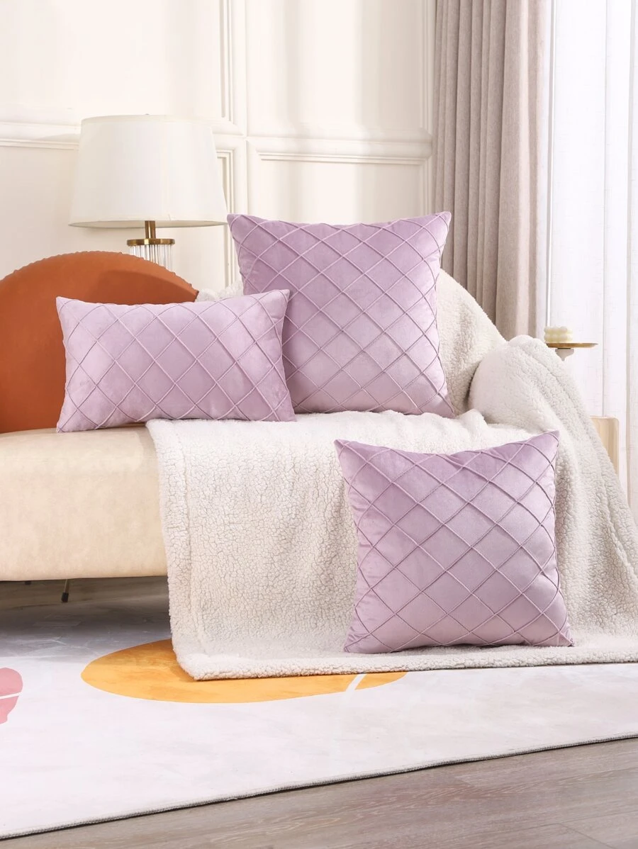 1pc Solid Color Cushion Cover Without Filler, Minimalist Microfiber Decorative Throw Pillow Case For Home - Mauve Purple - View 1