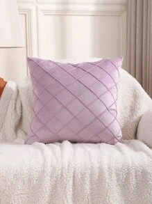 1pc Solid Color Cushion Cover Without Filler, Minimalist Microfiber Decorative Throw Pillow Case For Home - Mauve Purple - View 4