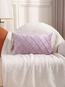 1pc Solid Color Cushion Cover Without Filler, Minimalist Microfiber Decorative Throw Pillow Case For Home - Mauve Purple - View 5