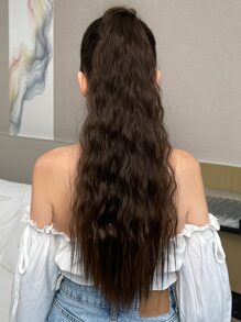 長款卷馬尾合成纖維接髮 - 棕色 - 查看 1