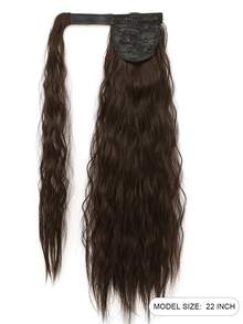 長款卷馬尾合成纖維接髮 - 棕色 - 查看 5