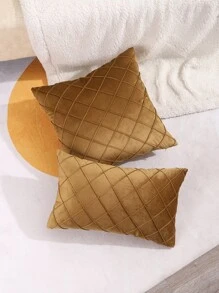 1入組棕色靠墊套無填充物極簡主義超細纖維壓痕裝飾抱枕套適合家用 - 卡其色 - 查看 4