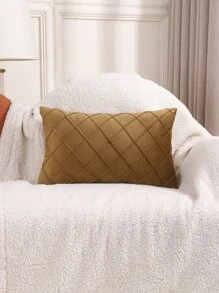 1入組棕色靠墊套無填充物極簡主義超細纖維壓痕裝飾抱枕套適合家用 - 卡其色 - 查看 5