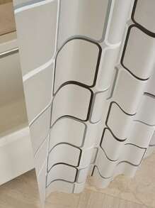 1pc EVA Shower Curtain, Geometric Pattern Waterproof Shower Curtain For Bathroom - Clear - View 4