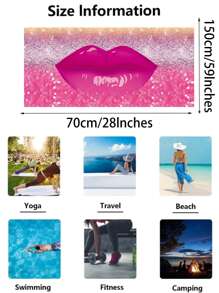 1 pieza Toalla de playa de viaje con patrón de labio playa gracioso microfibra para exterior - Multicolor - Ver 5