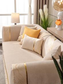 1入組波浪條紋提花沙發巾現代滌綸沙發套毛毯適合家居四季皆宜 - 米色 - 查看 2