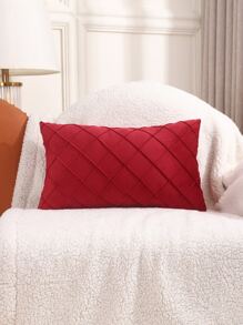 1 pieza Funda de almohada decorativa microfibra pliegue para casa - Rojo - Ver 5