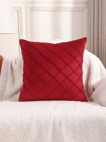 1 pieza Funda de almohada decorativa microfibra pliegue para casa - Rojo - Ver 6