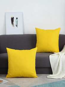 1入組黃色靠墊套極簡主義亞麻裝飾抱枕套適合家用 - 黃色 - 查看 3