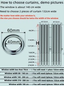 1pc Solid Color Curtain, Minimalist Polyester Single Panel Curtain For Home - Light Grey - View 5