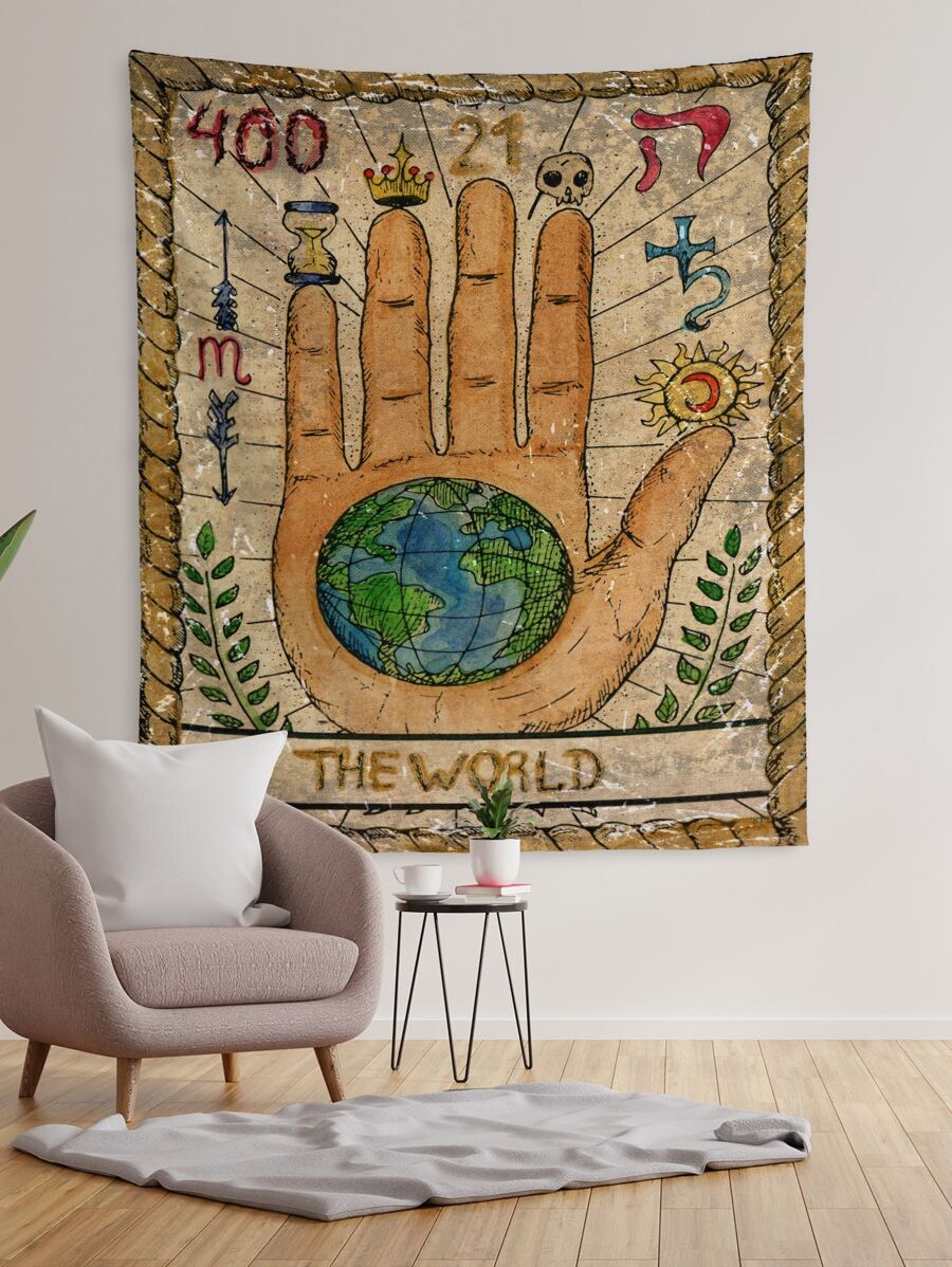 1入組心與地印花掛毯現代卡通圖案家居裝飾掛毯 - 彩色 - 查看 1